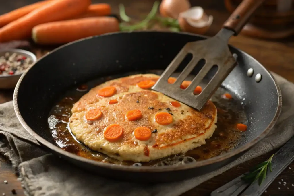 A beautifully styled stack of carrot cake pancakes