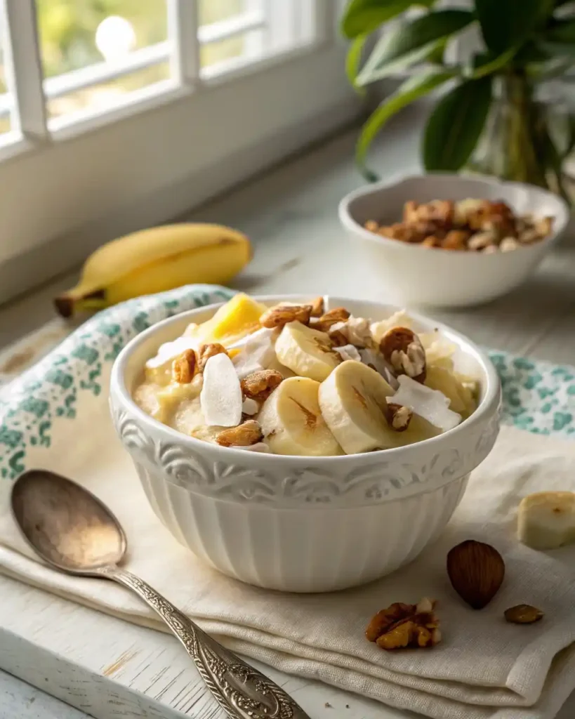 Final version of banana salad served and ready to eat