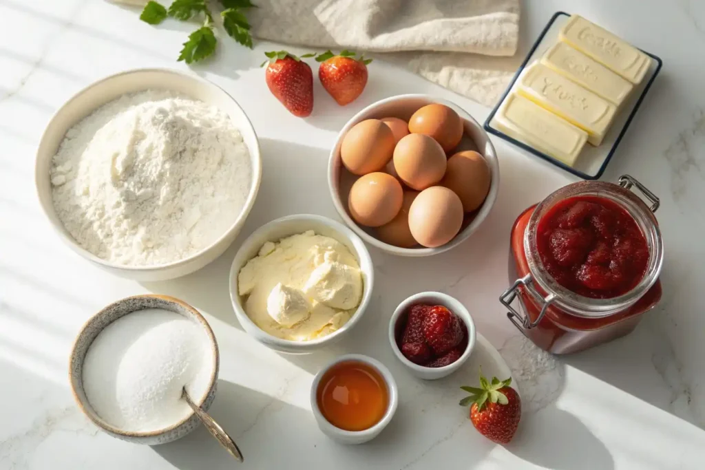 A beautifully styled stack of Australian pikelets with jam and cream