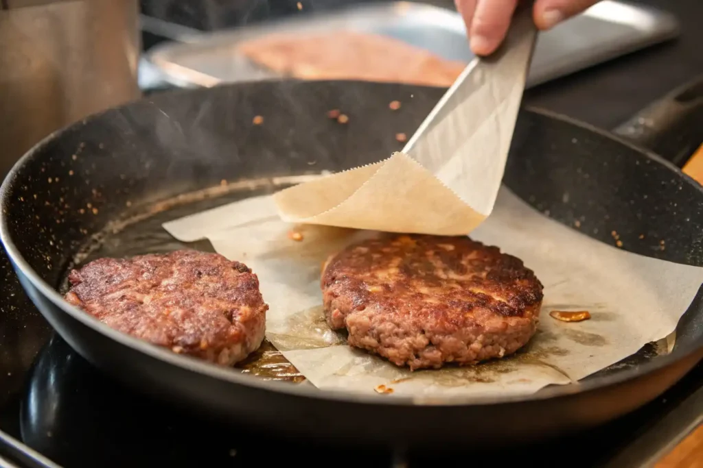 A beautifully styled smash burger pancake