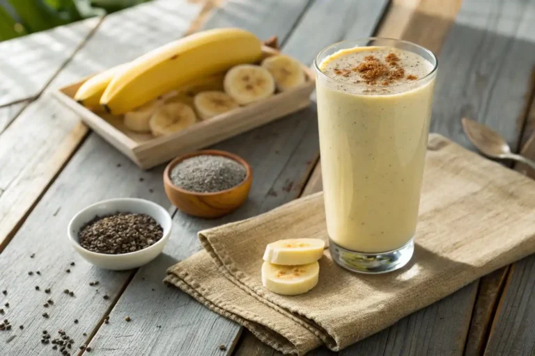 Final version of banana smoothie ready to drink
