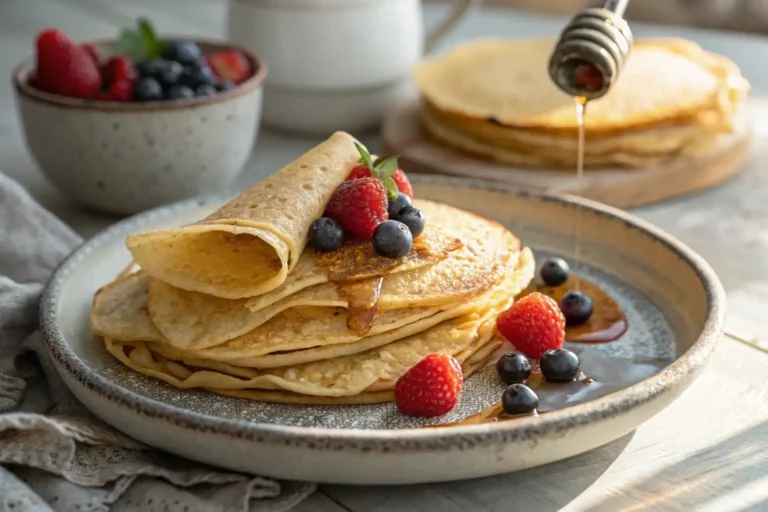 Simple ingredients for dairy-free pancakes laid out before cooking