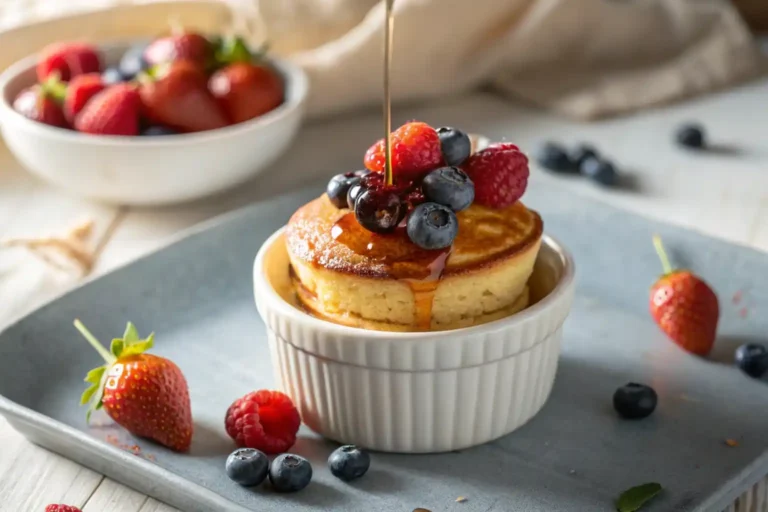 A beautifully styled plate of mix and match pancake muffins