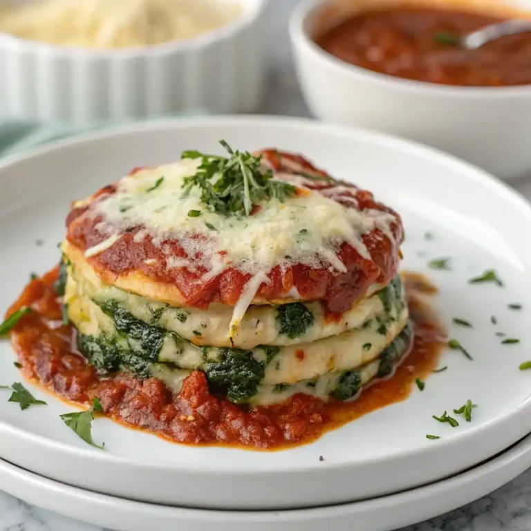 A beautifully styled spinach and ricotta pancake bake fresh from the oven