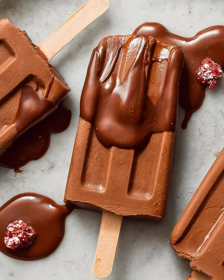 Easy creamy chocolate popsicles ready to enjoy on a sunny day.