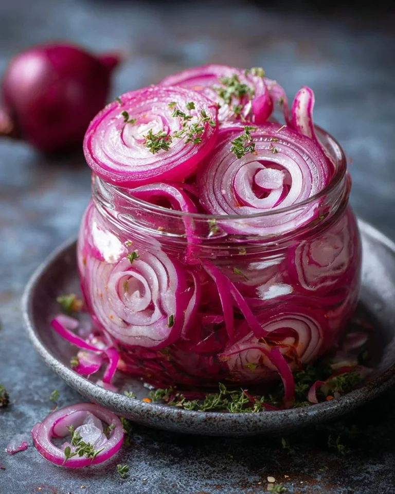 Bowl of easy sumac marinated onions garnished with herbs