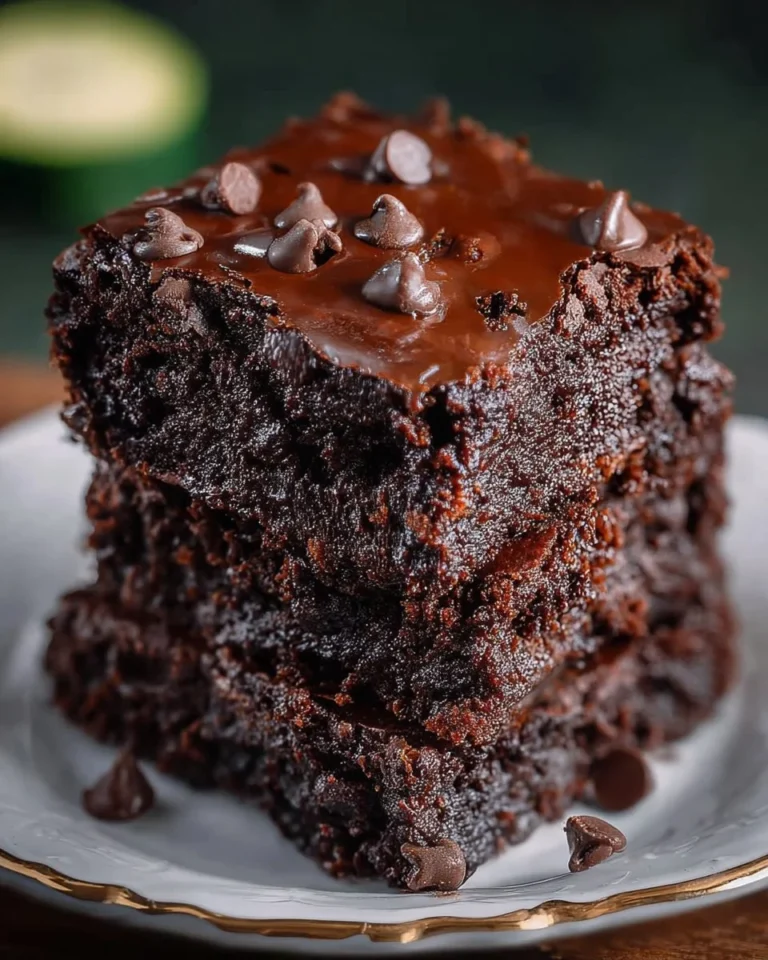 Fudgy zucchini brownies displayed on a plate