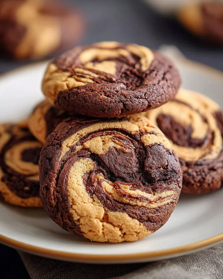 Delicious peanut butter brownie swirl cookies on a plate