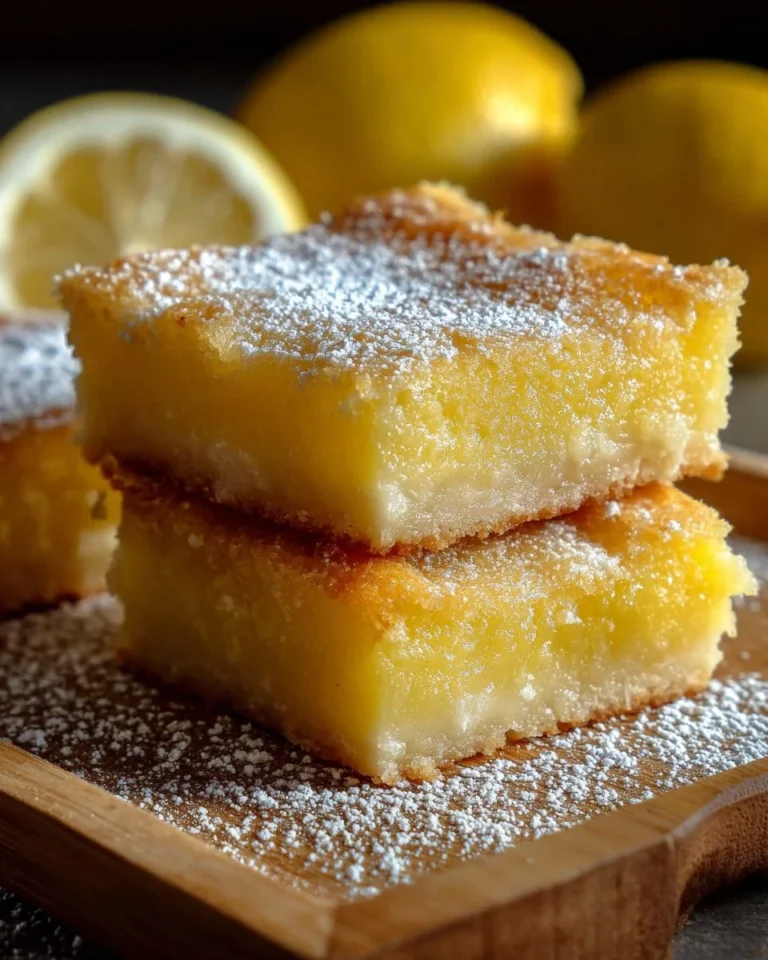 Easy two ingredient lemon bars on a plate with fresh lemon slices