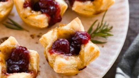 Baked cranberry brie bites served as a delicious appetizer
