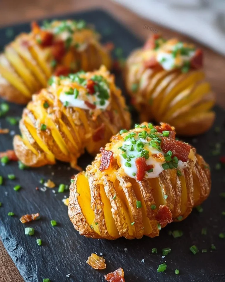 Crispy Loaded Hasselback Potato Bites topped with cheese and herbs