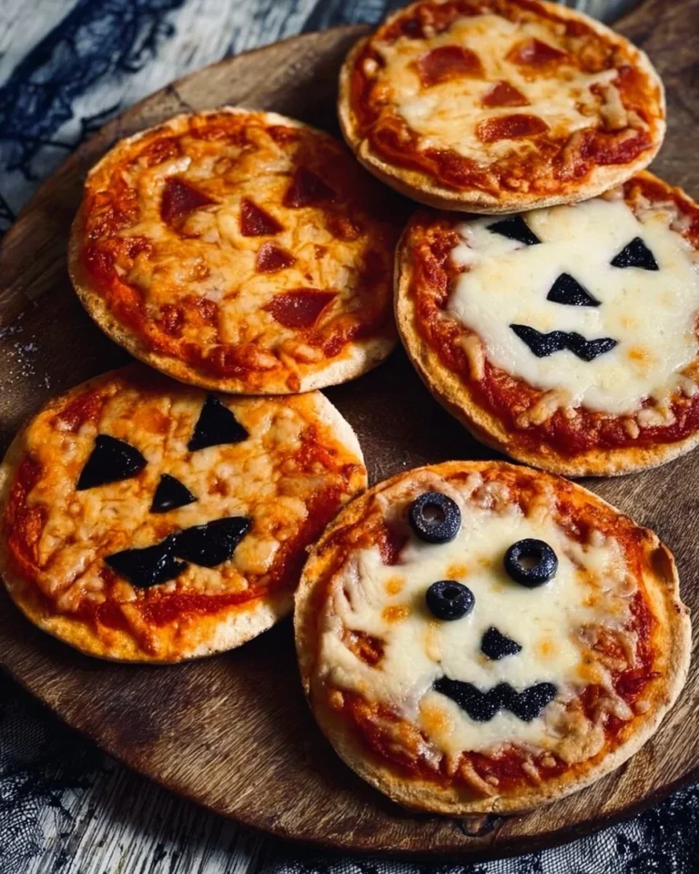 Easy mini Halloween pizzas with spooky toppings for festive celebrations