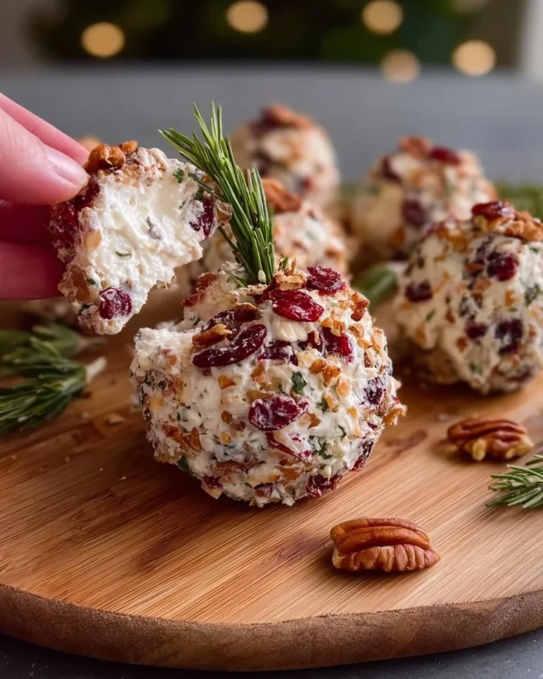 Delicious festive cheese ball served with crackers and vegetables