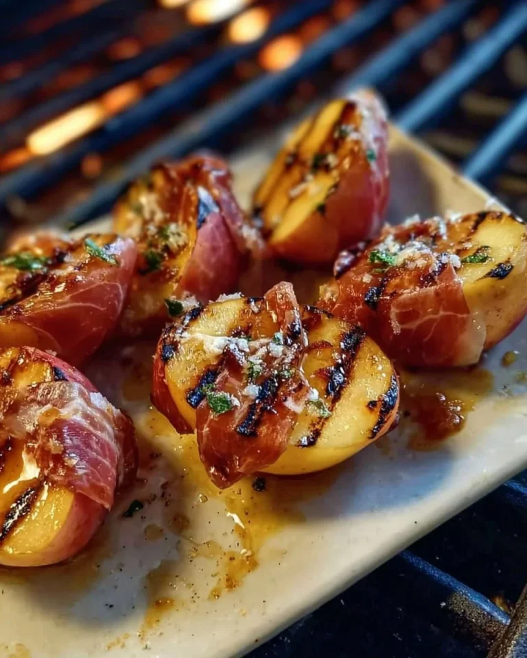 Grilled apples served with prosciutto and honey