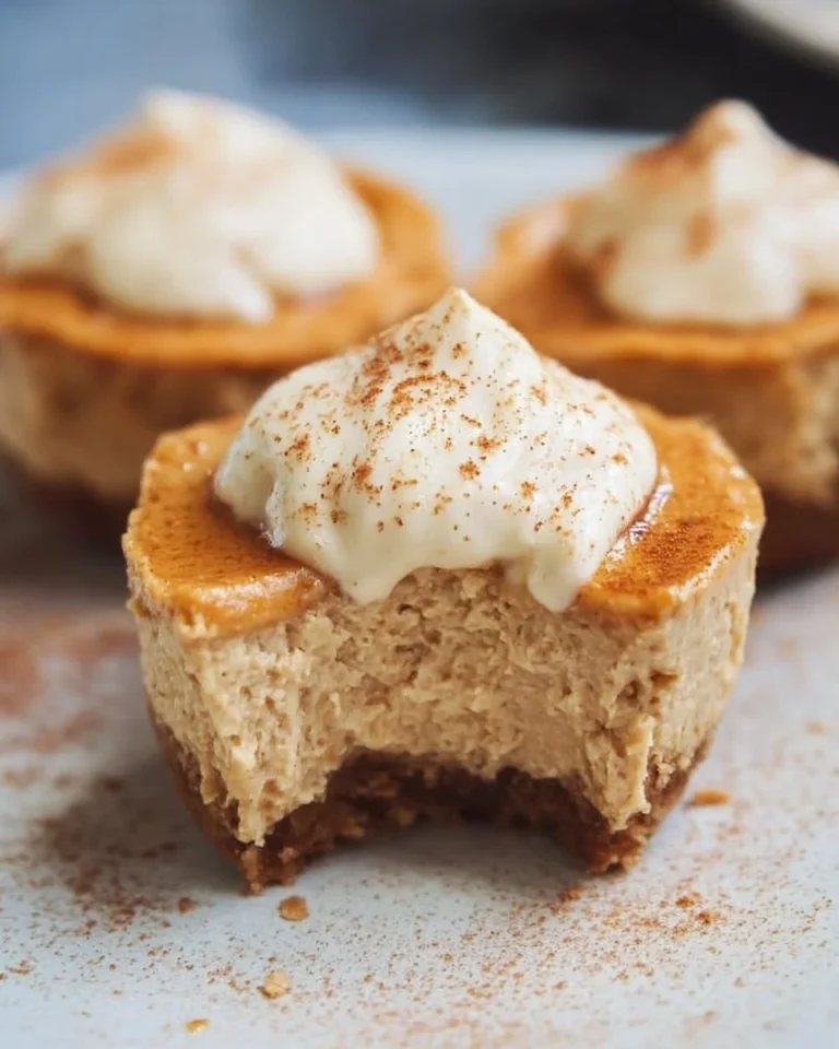 Delicious healthy pumpkin cheesecakes topped with whipped cream and spices