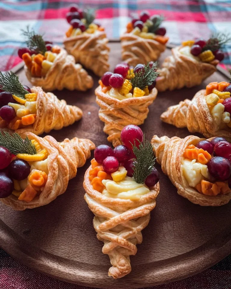 Cute cornucopia cups filled with autumn treats for Thanksgiving celebrations