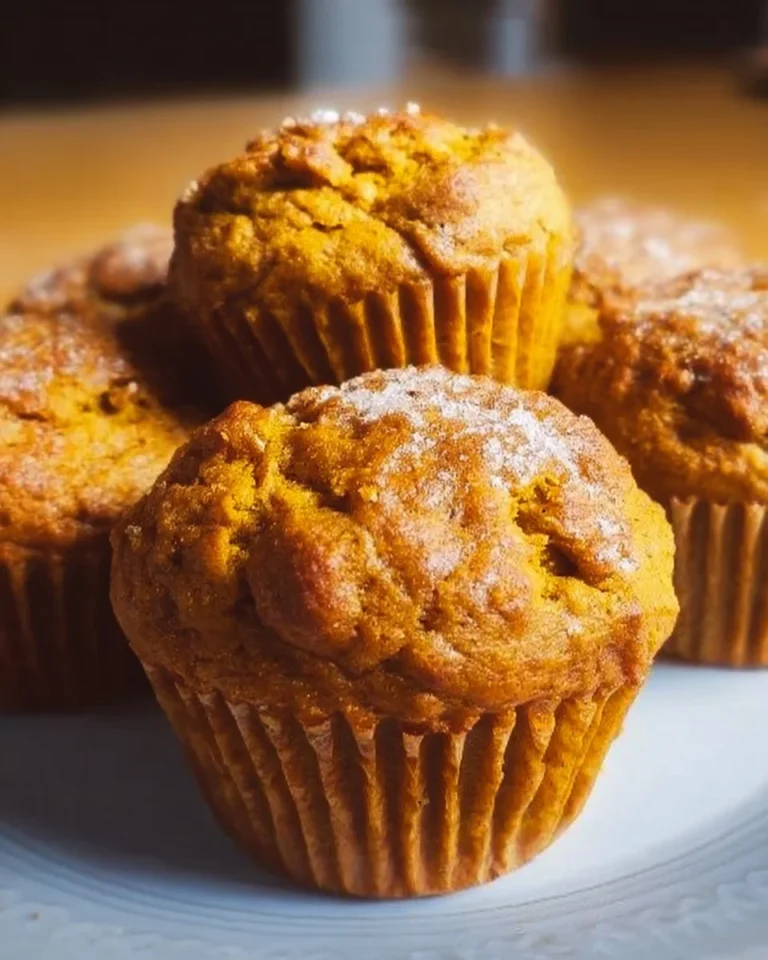 Delicious low-calorie high-protein pumpkin muffins displayed on a table.