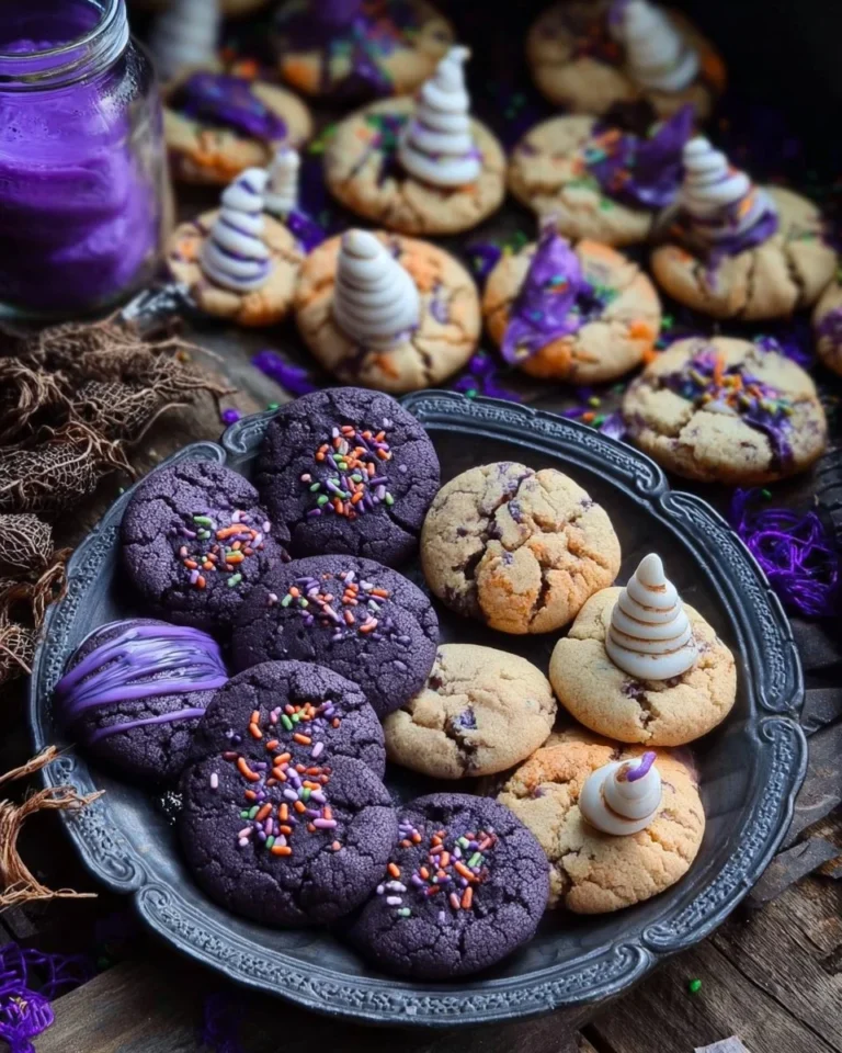 Delicious Witchy Cookies decorated for Halloween celebration.