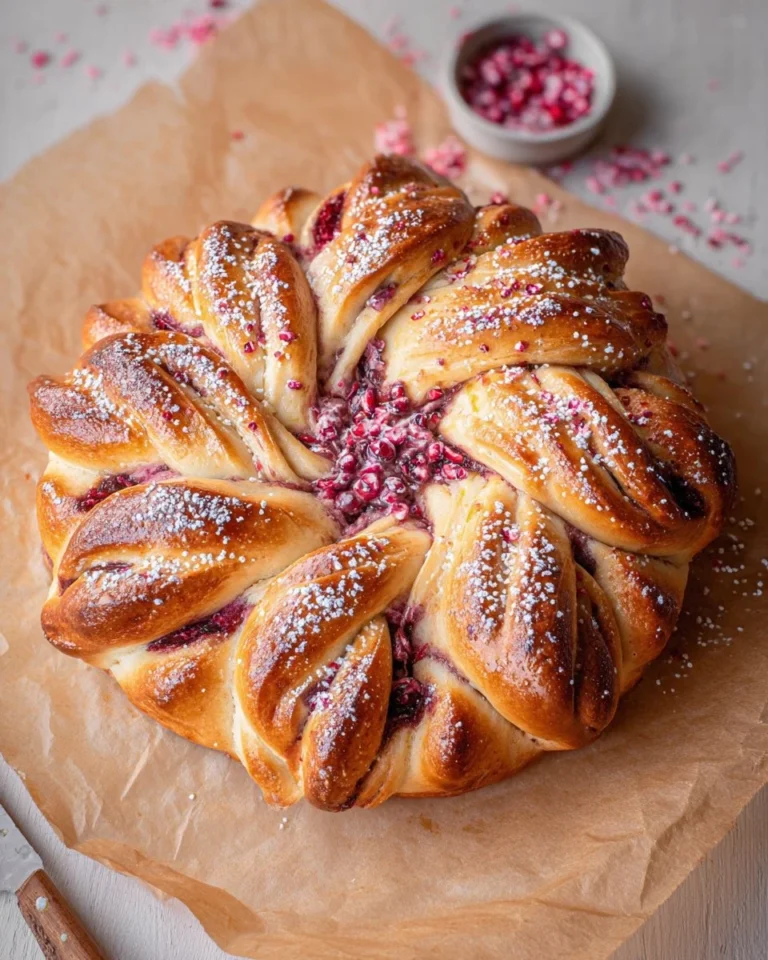 Freshly baked Cranberry Star Bread ready for the holidays