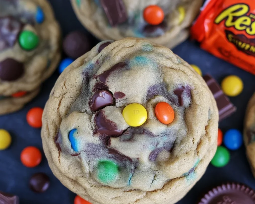 Soft and chewy candy cookies with colorful candy pieces, perfect for Halloween.