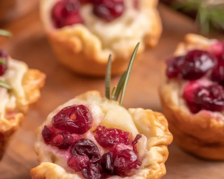 Baked Cranberry Brie Bites served as a festive appetizer on a platter.