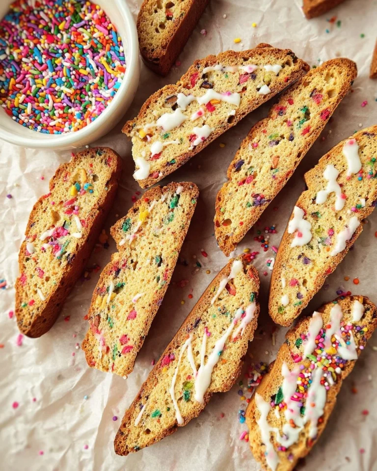 Colorful Funfetti Biscotti with sprinkles on a plate
