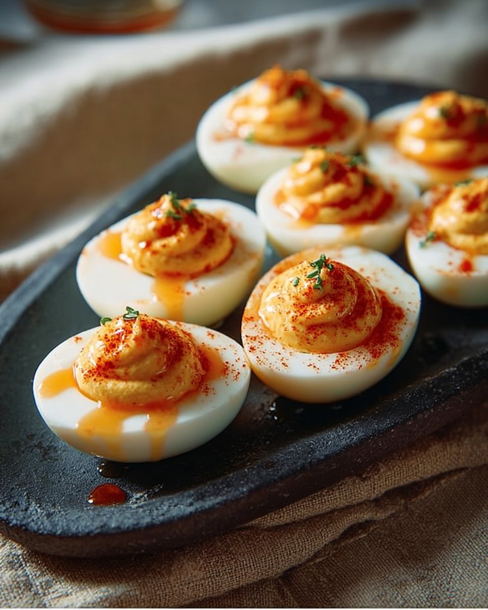 Hot Honey Deviled Eggs