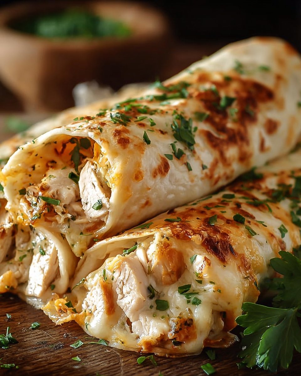 Cheesy Chicken Garlic Wraps