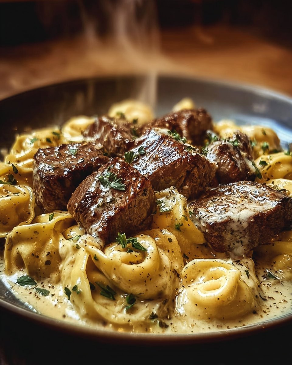 Cracked Garlic Steak Tortellini in Creamhouse Sauce Bliss