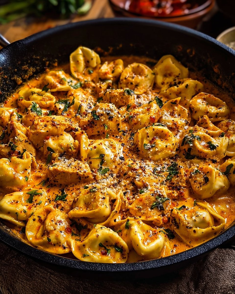 One-Pot Spicy Garlic Butter Chicken Tortellini
