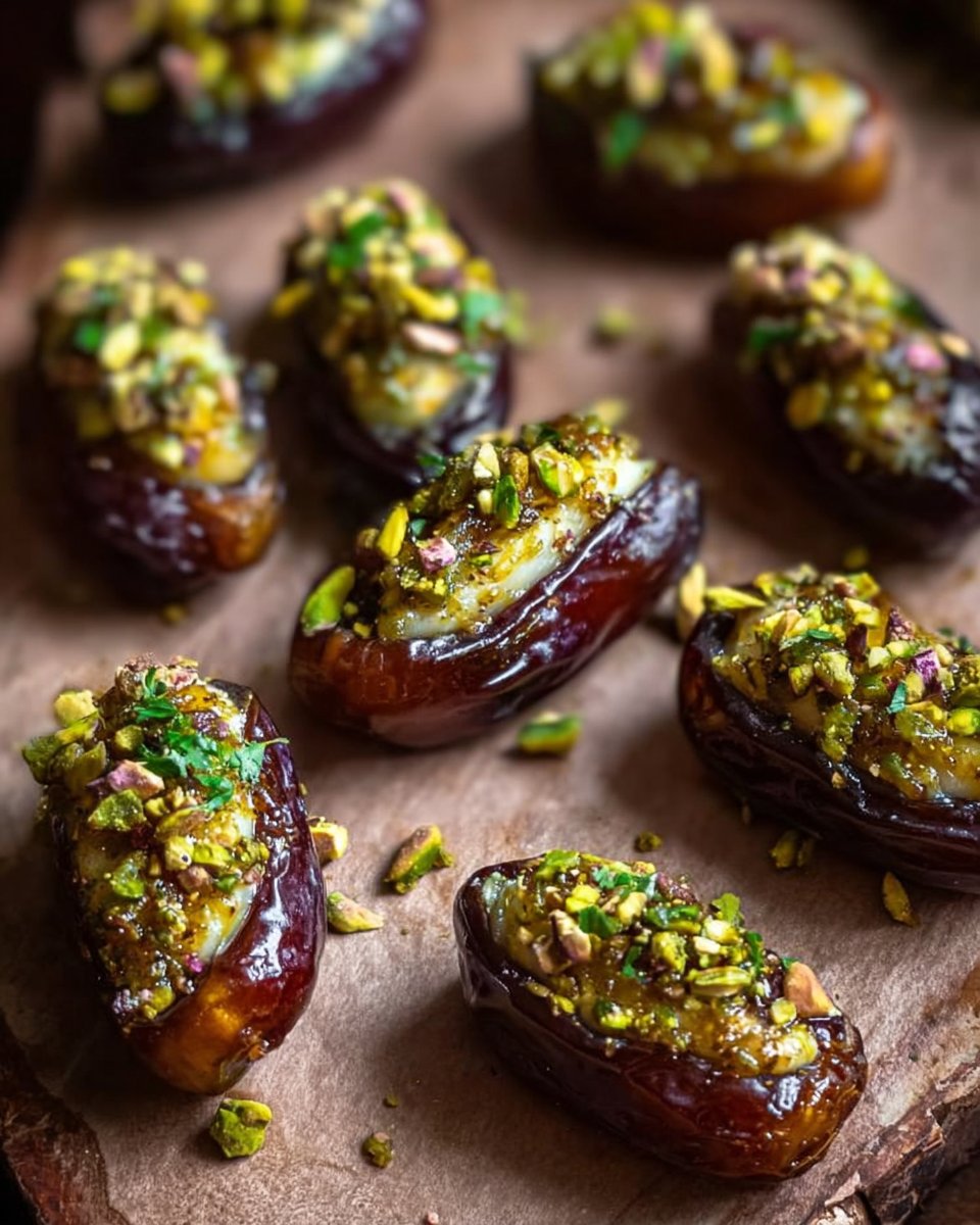Honey Pistachio Ricotta Stuffed Dates