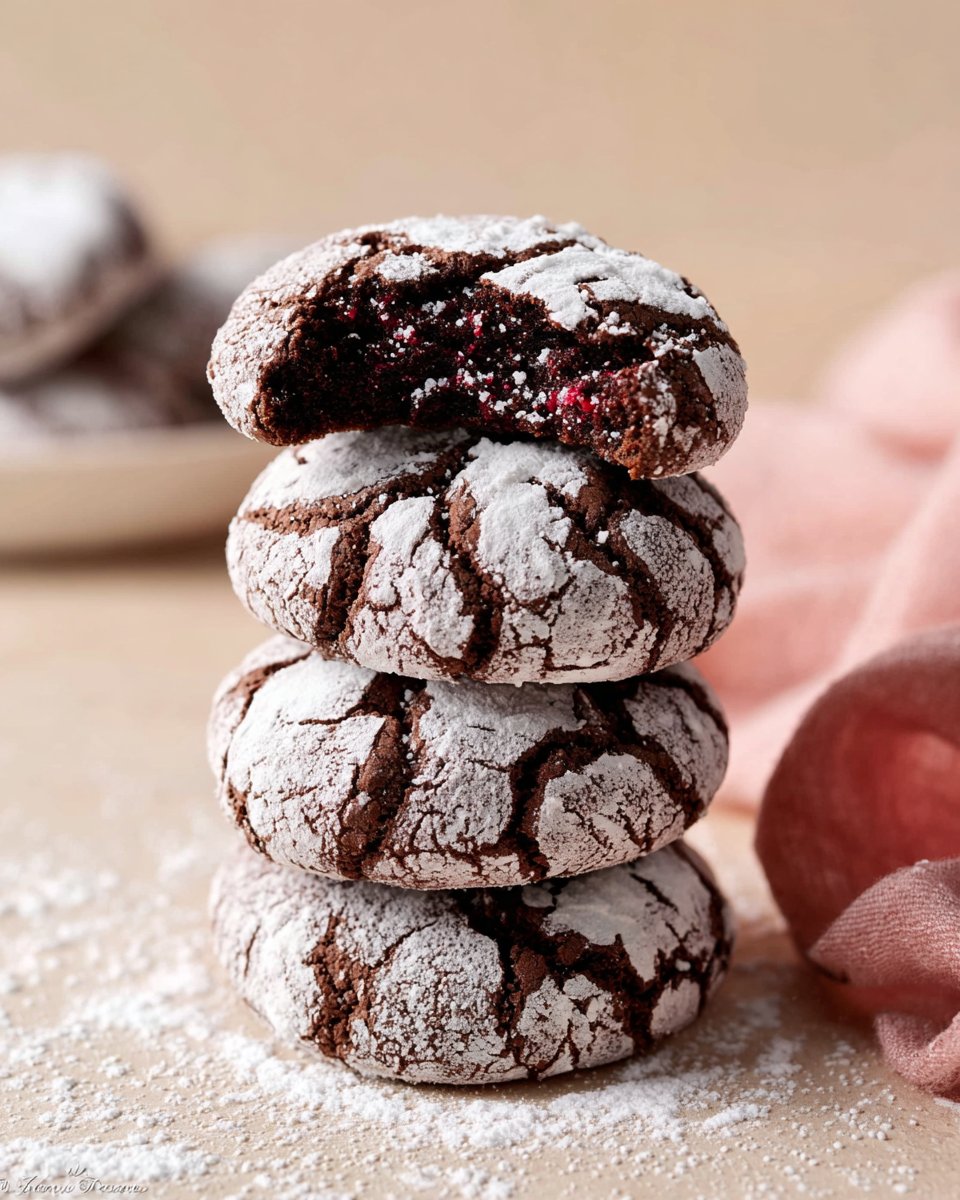 Chocolate Raspberry Crinkle Cookies