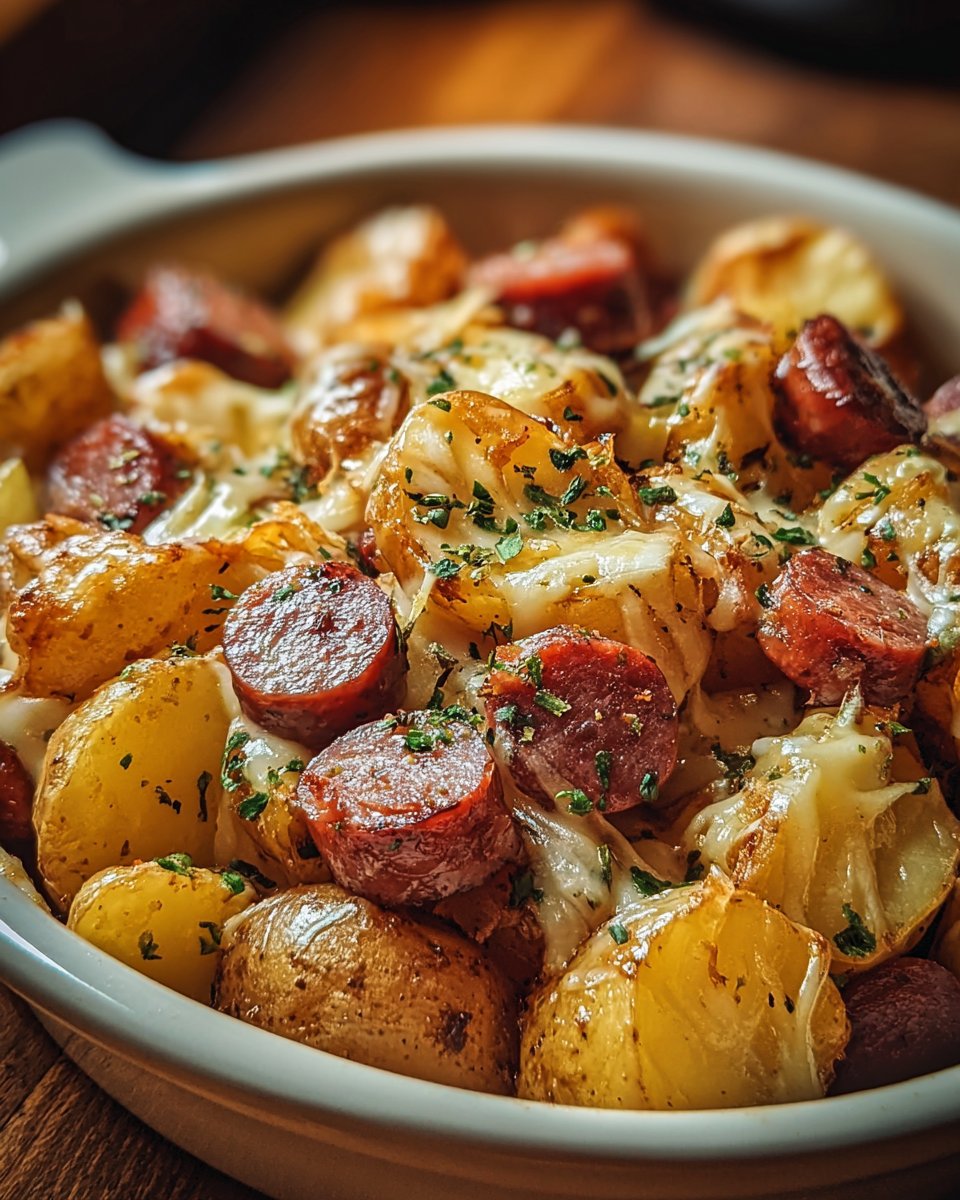 Cheesy Ranch Potatoes and Smoked Sausage