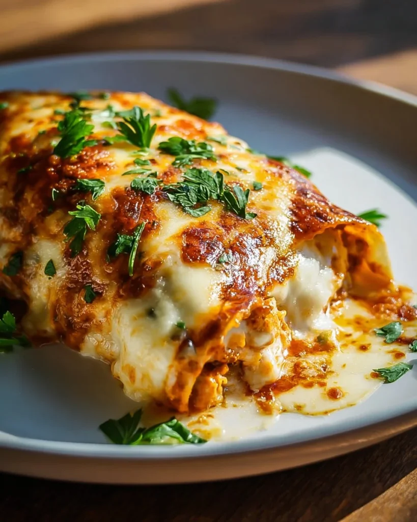 Cheesy garlic chicken wraps served on a plate with fresh veggies