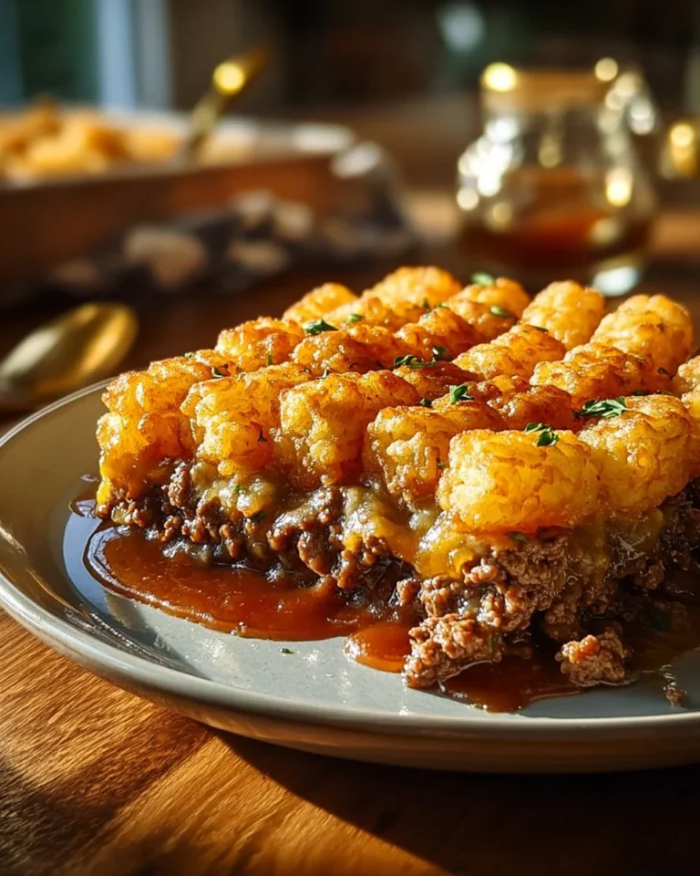 Cheesy Meatloaf Tater Tot served with a side of ketchup on a plate
