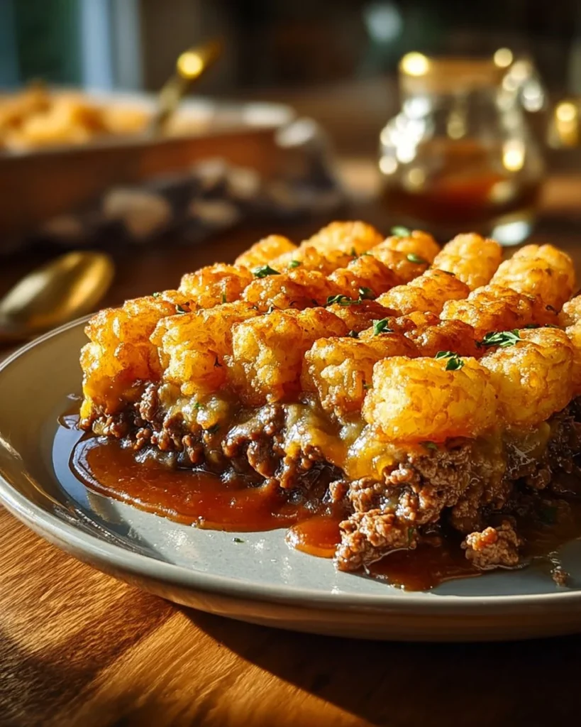 Cheesy Meatloaf Tater Tot served with a side of ketchup on a plate