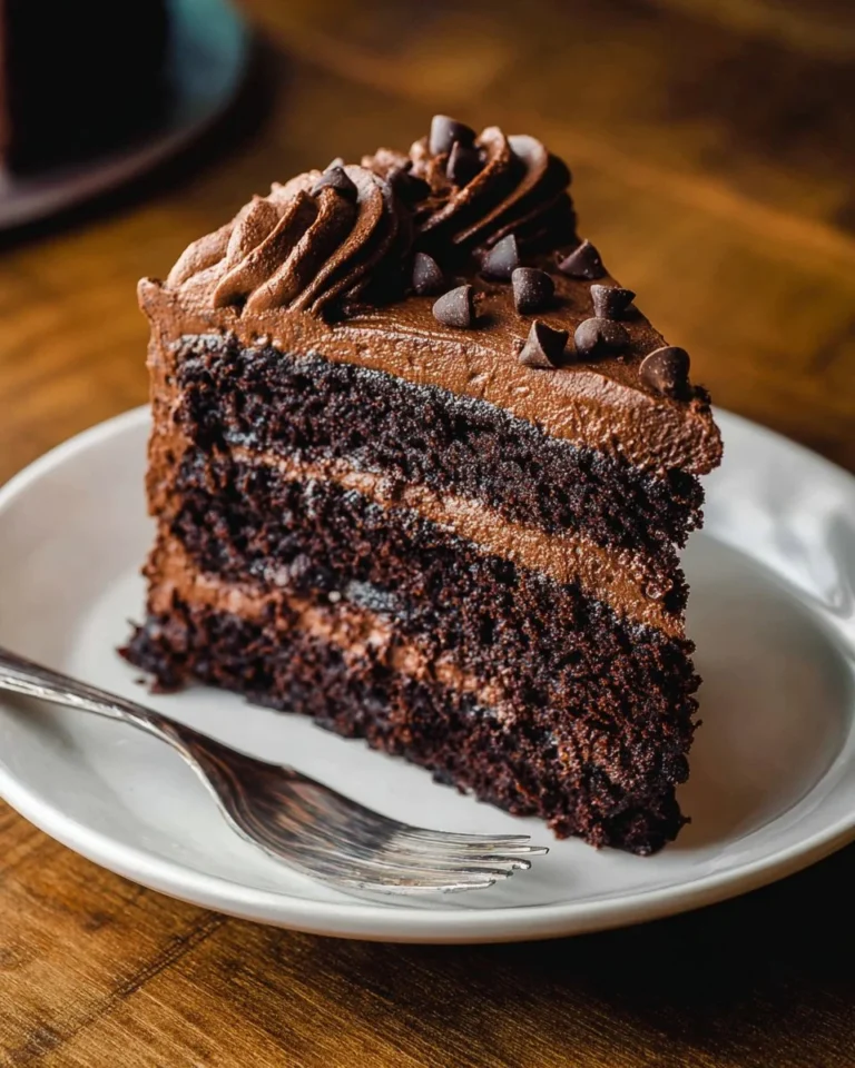 Deliciously moist chocolate layer cake with rich frosting and layers
