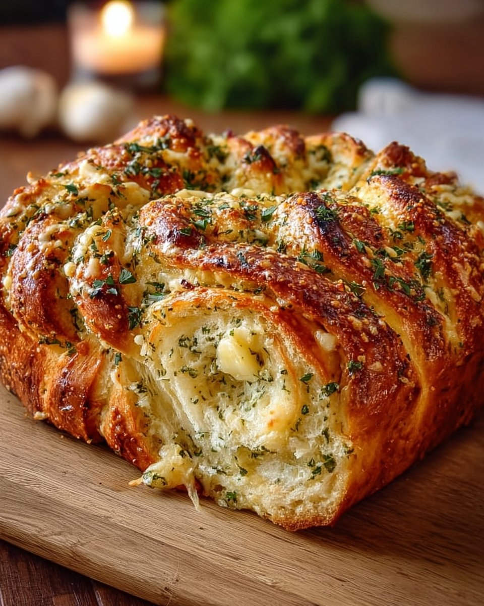 Swirled Garlic Herb And Cheese Bread