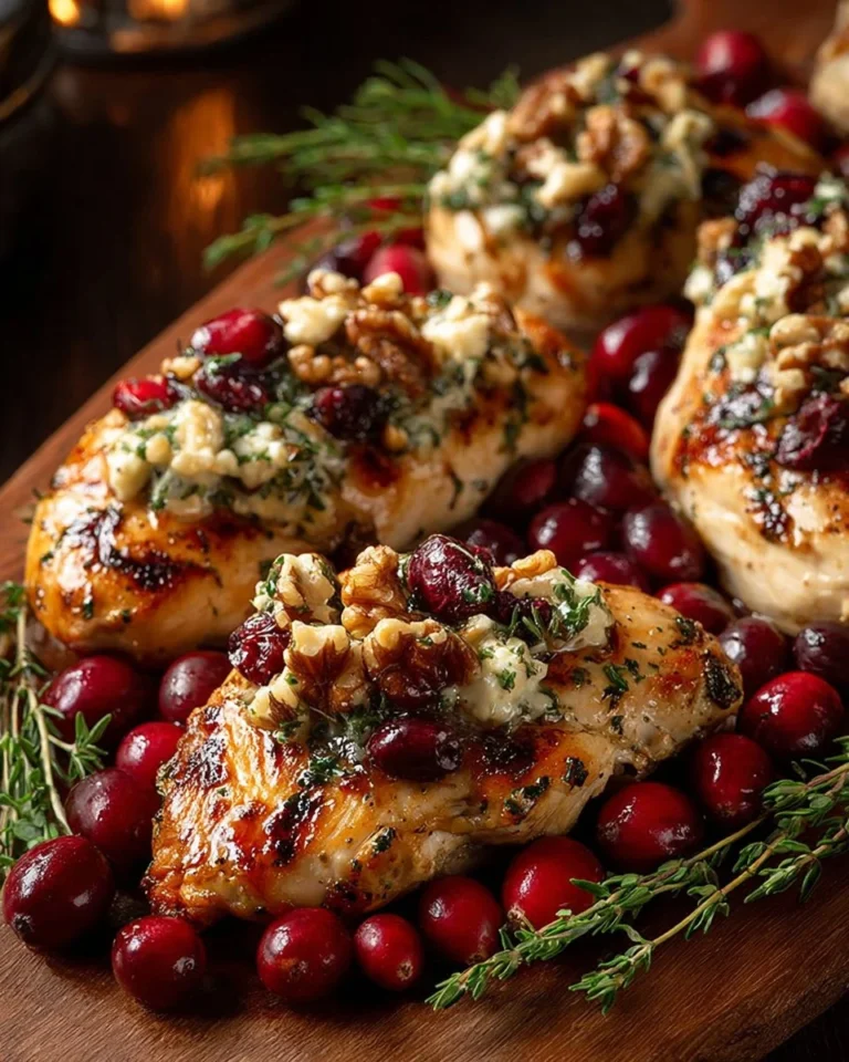 Honey Cranberry Chicken Bake with Ricotta Cheese served on a plate