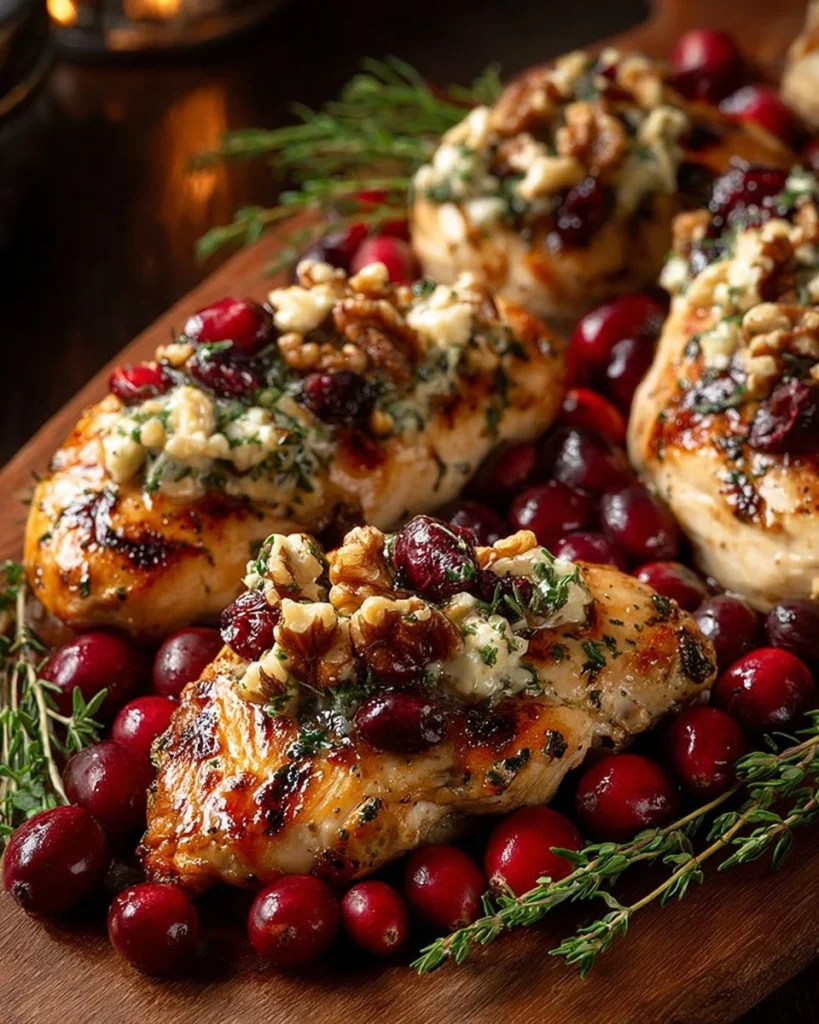 Honey Cranberry Chicken Bake with Ricotta Cheese served on a plate