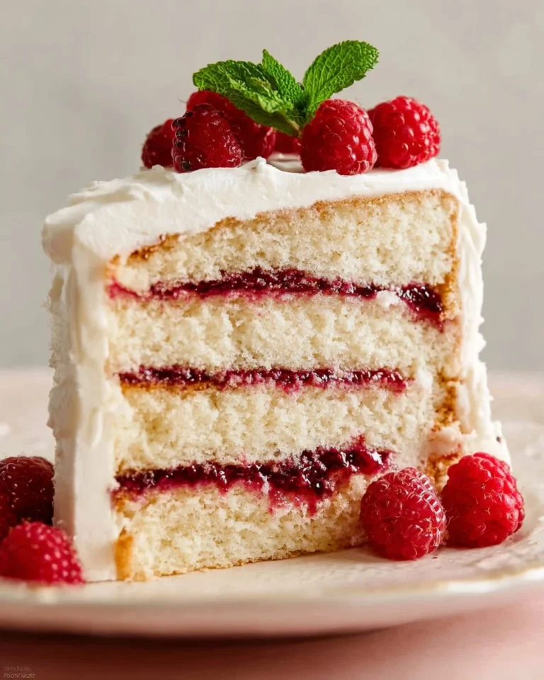 Delicious raspberry cake filling made with fresh raspberries and sweet cream