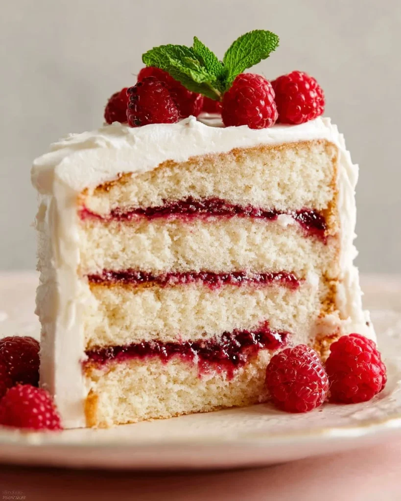 Delicious raspberry cake filling made with fresh raspberries and sweet cream