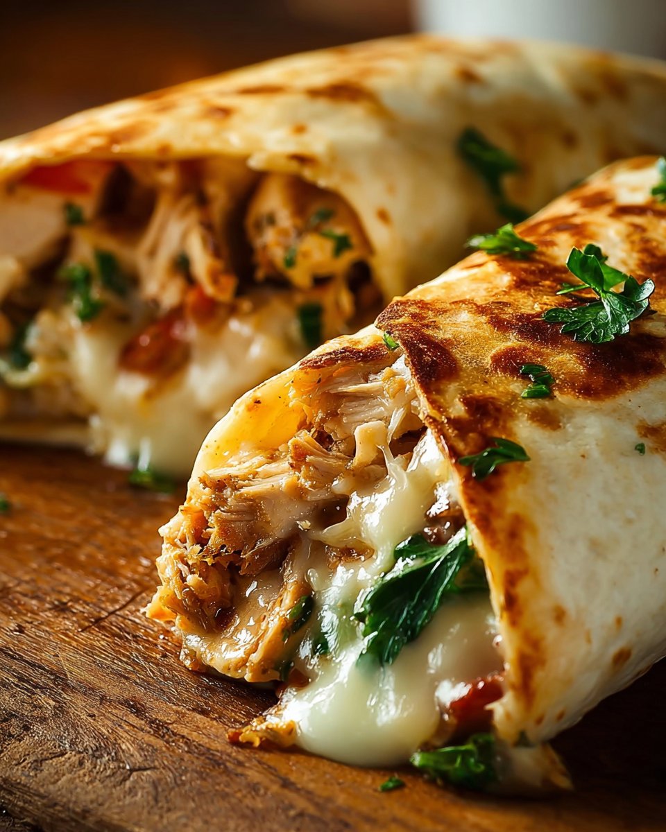 Cheesy Garlic Chicken Wraps