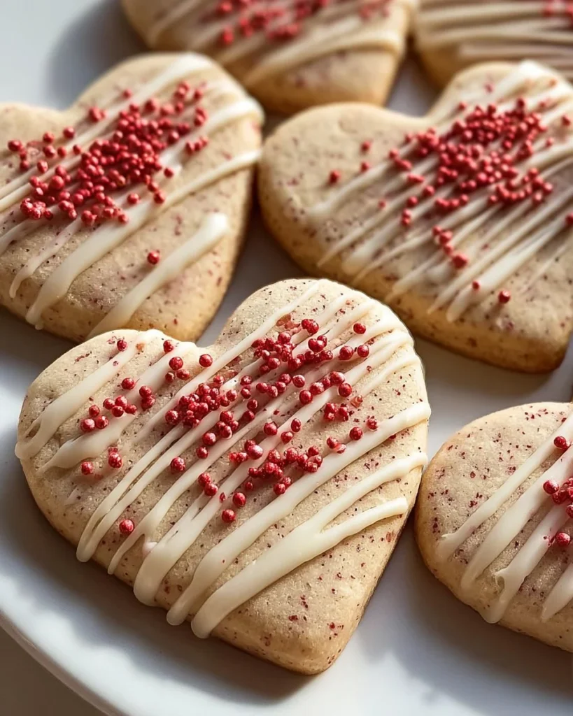 Delicious white chocolate raspberry heart cookies on a cooling rack