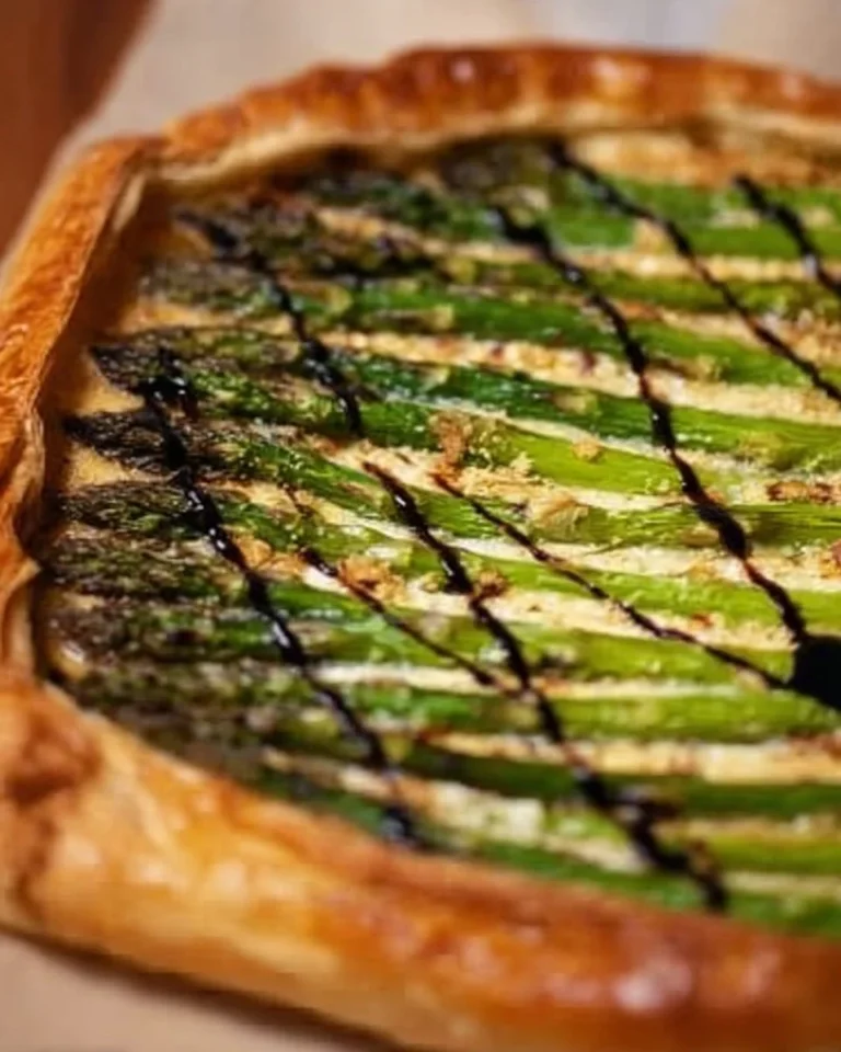 Asparagus Gruyere Tart with fresh asparagus and melted Gruyere cheese