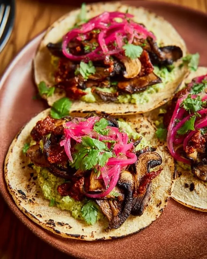 Delicious Avocado Chorizo Tacos served with fresh toppings