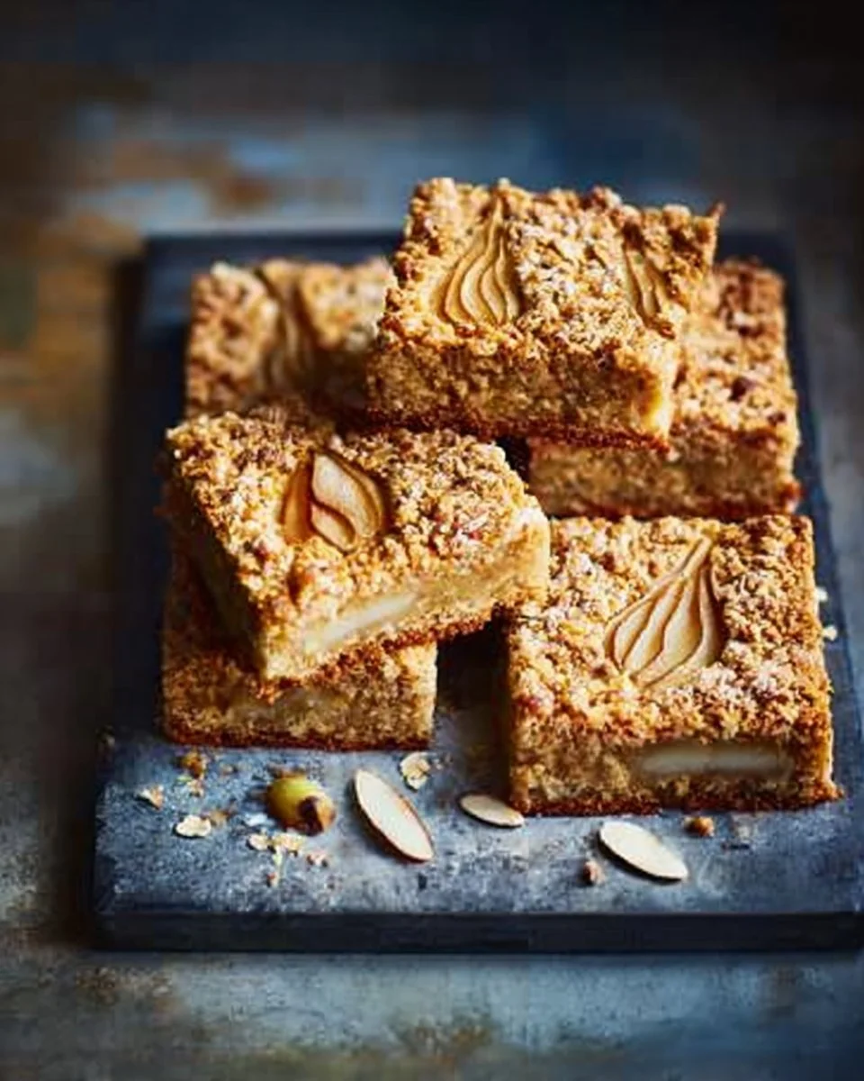 Baked Pear, Almond & Oat Squares Recipe | Waitrose & Partners
