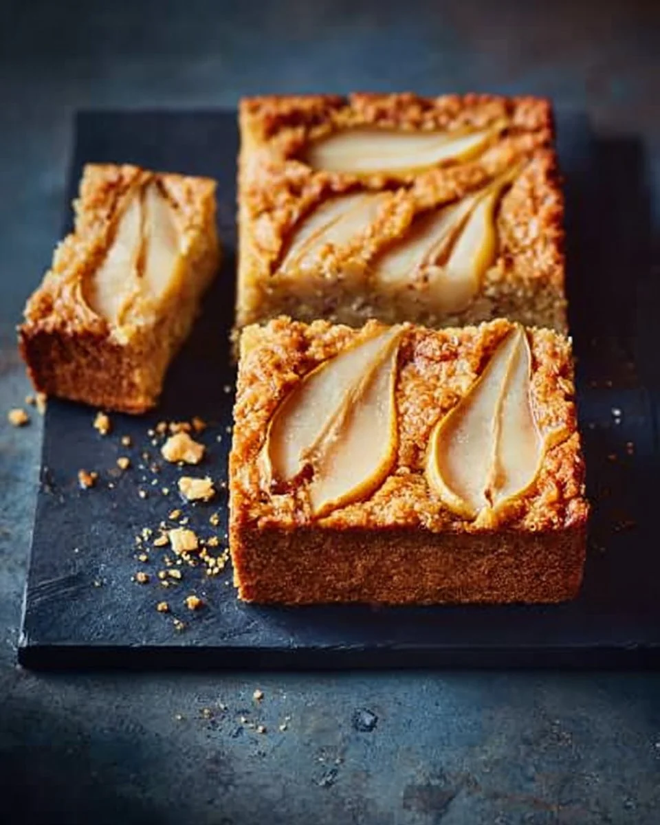 Baked Pear, Almond & Oat Squares Recipe | Waitrose & Partners