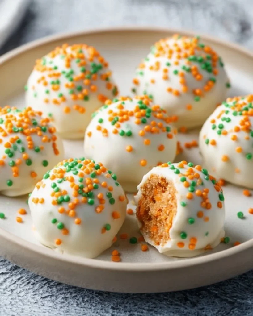 Delicious homemade carrot cake truffles coated in chocolate