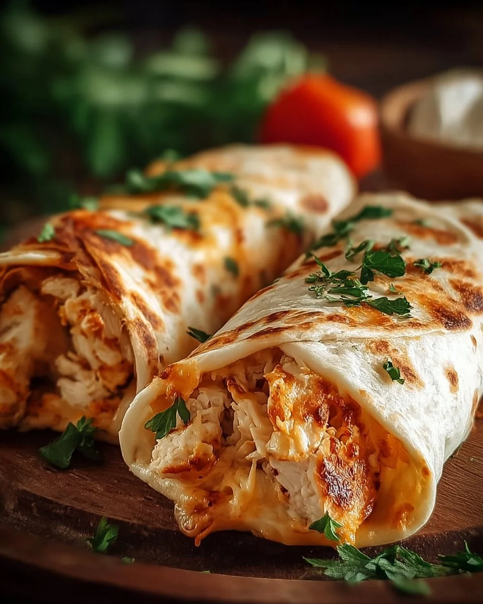Cheesy Chicken Garlic Wraps